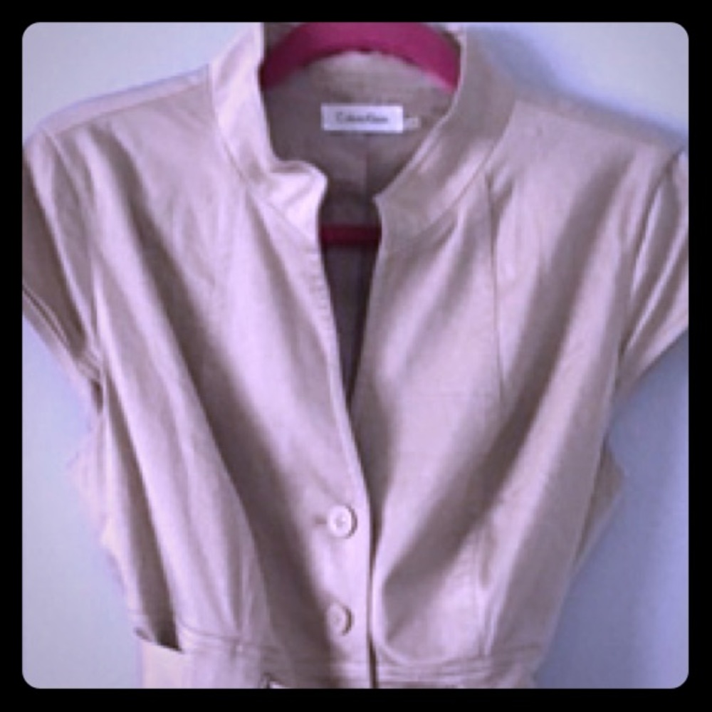 Calvin Klein button front belted dress